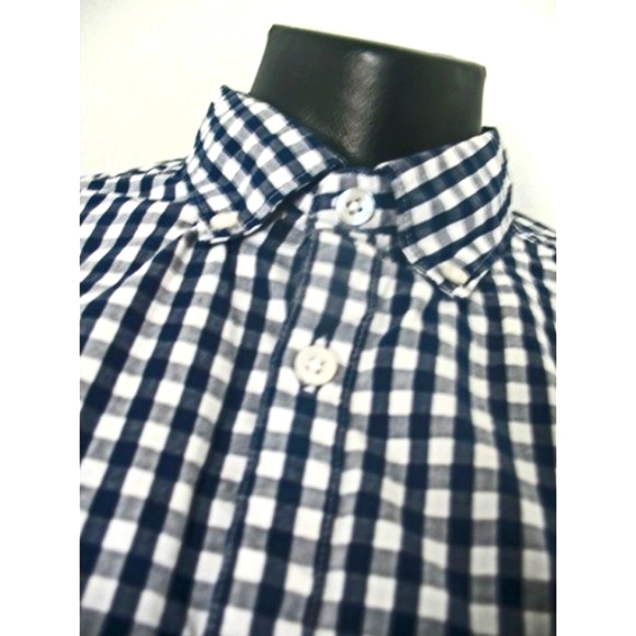 A&I GINGHAM PLAID MENS SHIRT REGULAR FIT BLACK WHITE SIZE M - Picture 6 of 11